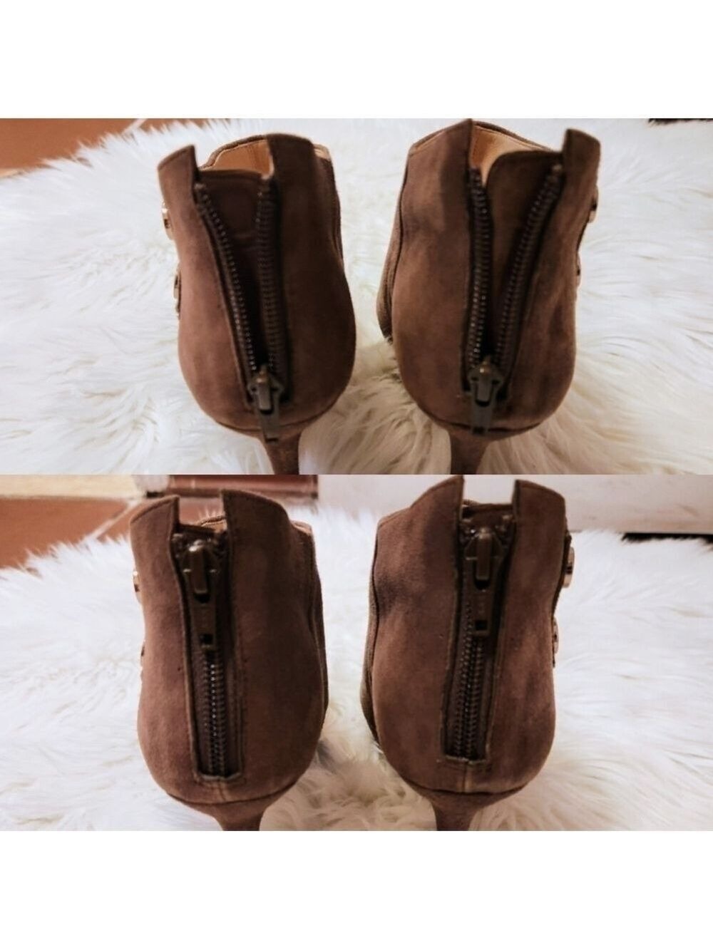 Lanvin En Bleu Brown Suede Platform Stiletto Booties Size 7 - Picture 7 of 13